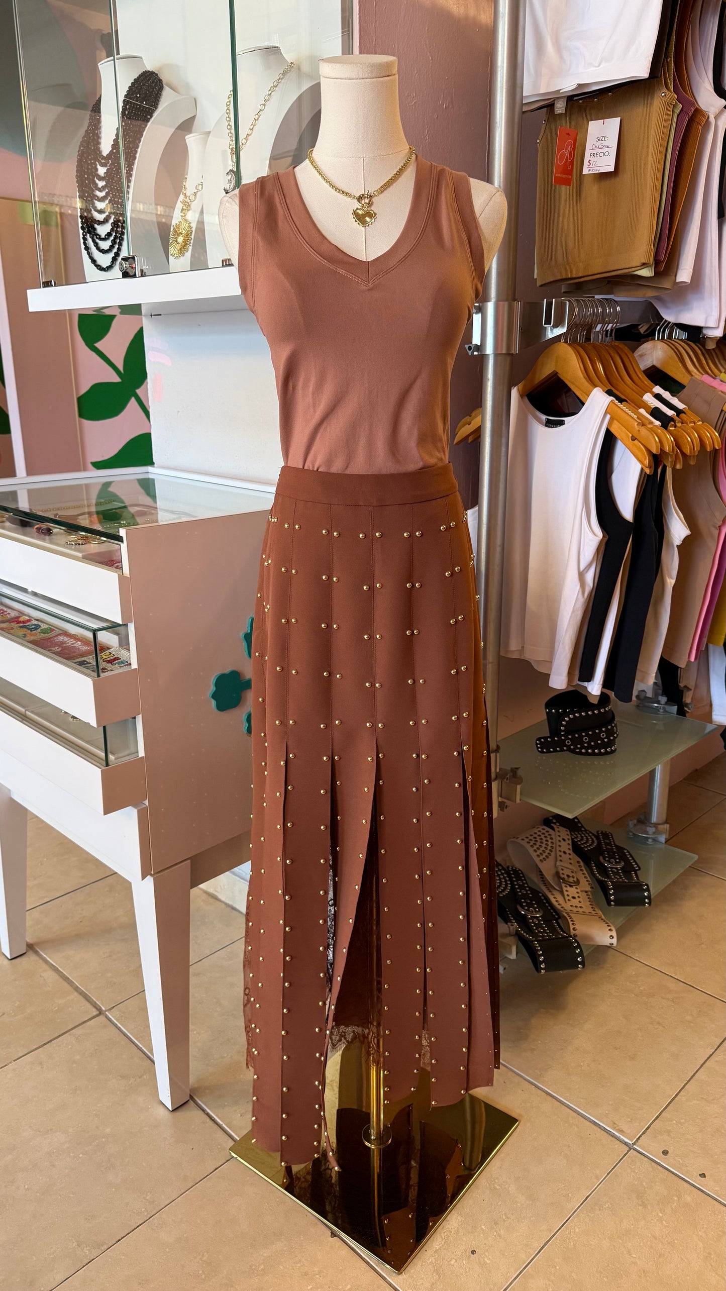 1909 Studded Fringes Skirt