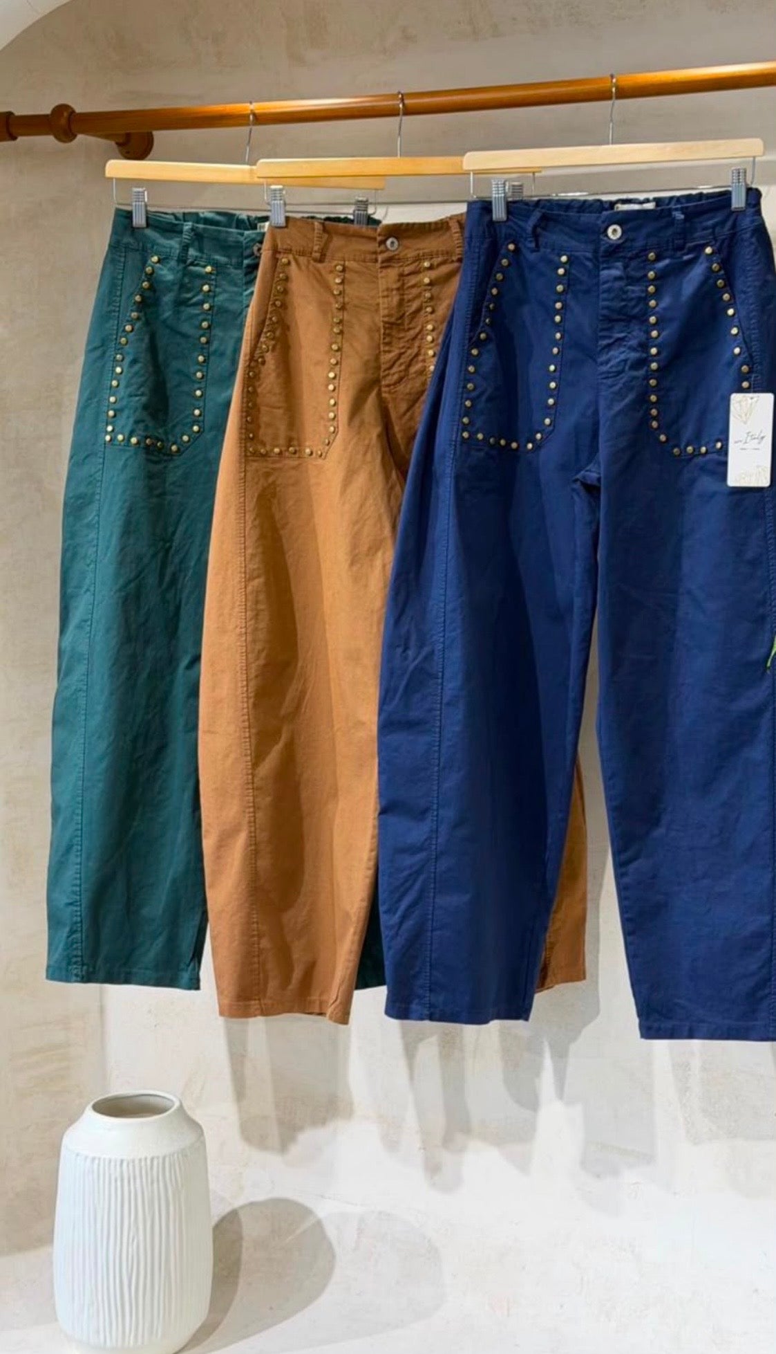 2636 Made In Italy Studded Barrel Pant
