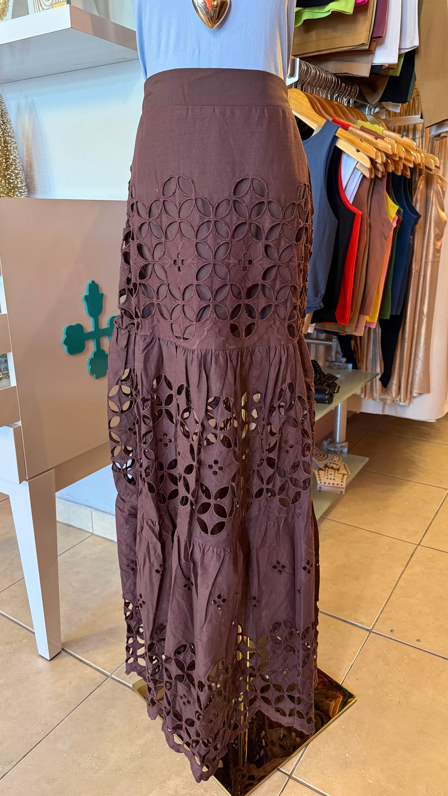 1603 White Eyelet Maxi Skirt