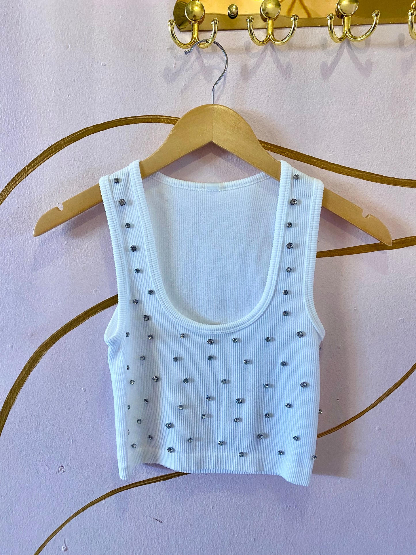 Multi Rhinestones Tank Top