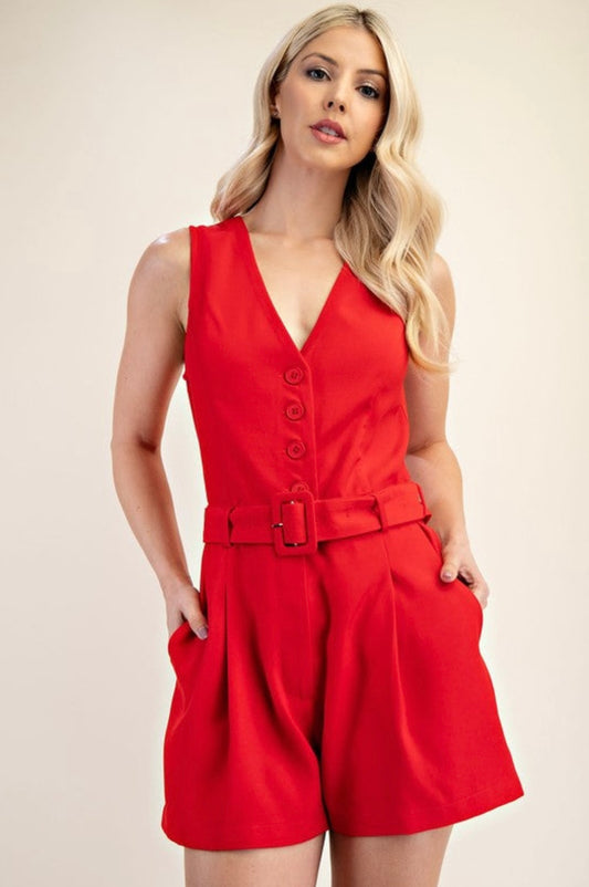 1483 Button Down Belted Romper