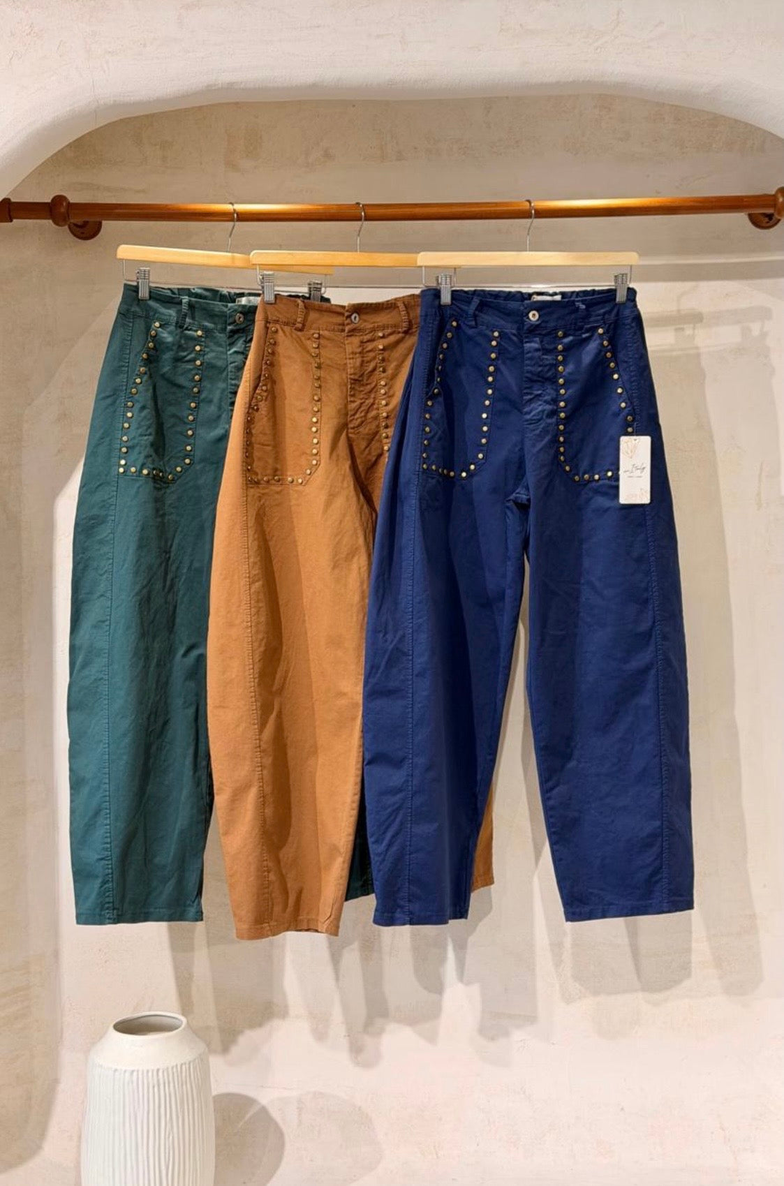 2636 Made In Italy Studded Barrel Pant