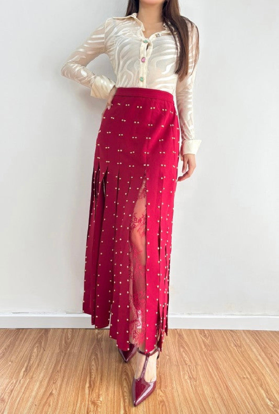1909 Studded Fringes Skirt