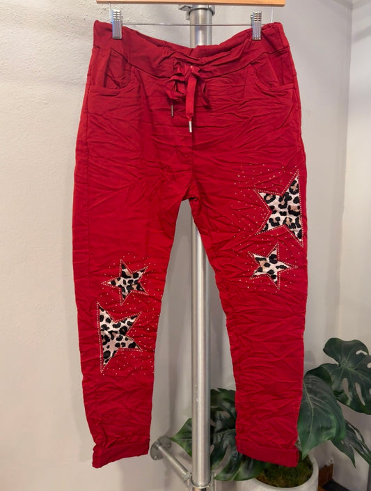 1208 Animal Print Stars Onesize Studded Jogger Pant