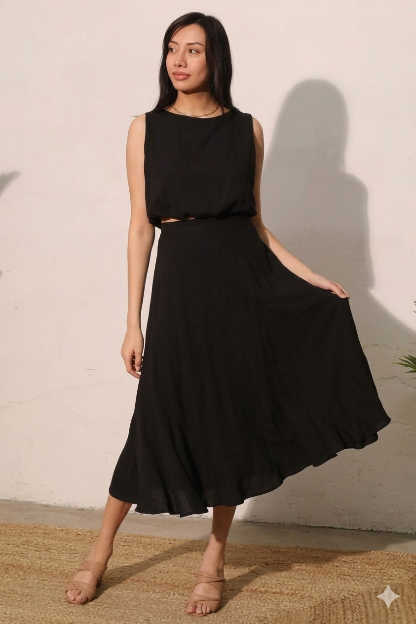 2282 Solid Top & Skirt Set, Do Not Wrinkle