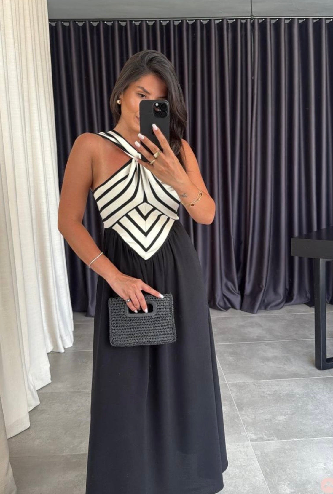 1779 Black & White Maxi Dress