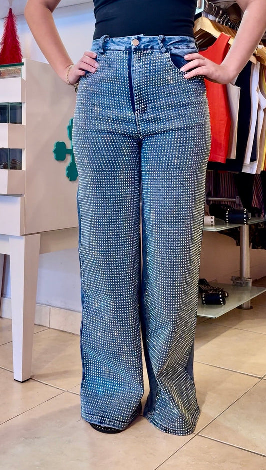 2007 Rhinestones Wide Leg Pant