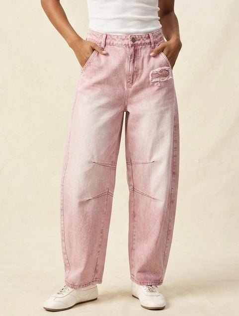 2265 Denim Pink Barrel Pant