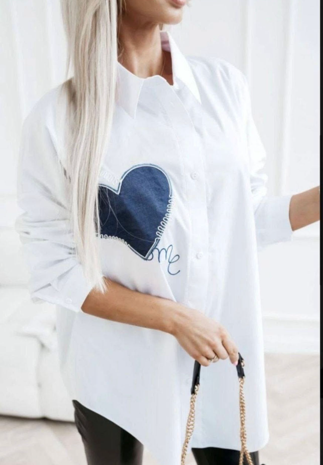 1823 Denim Heart Button Down Shirt