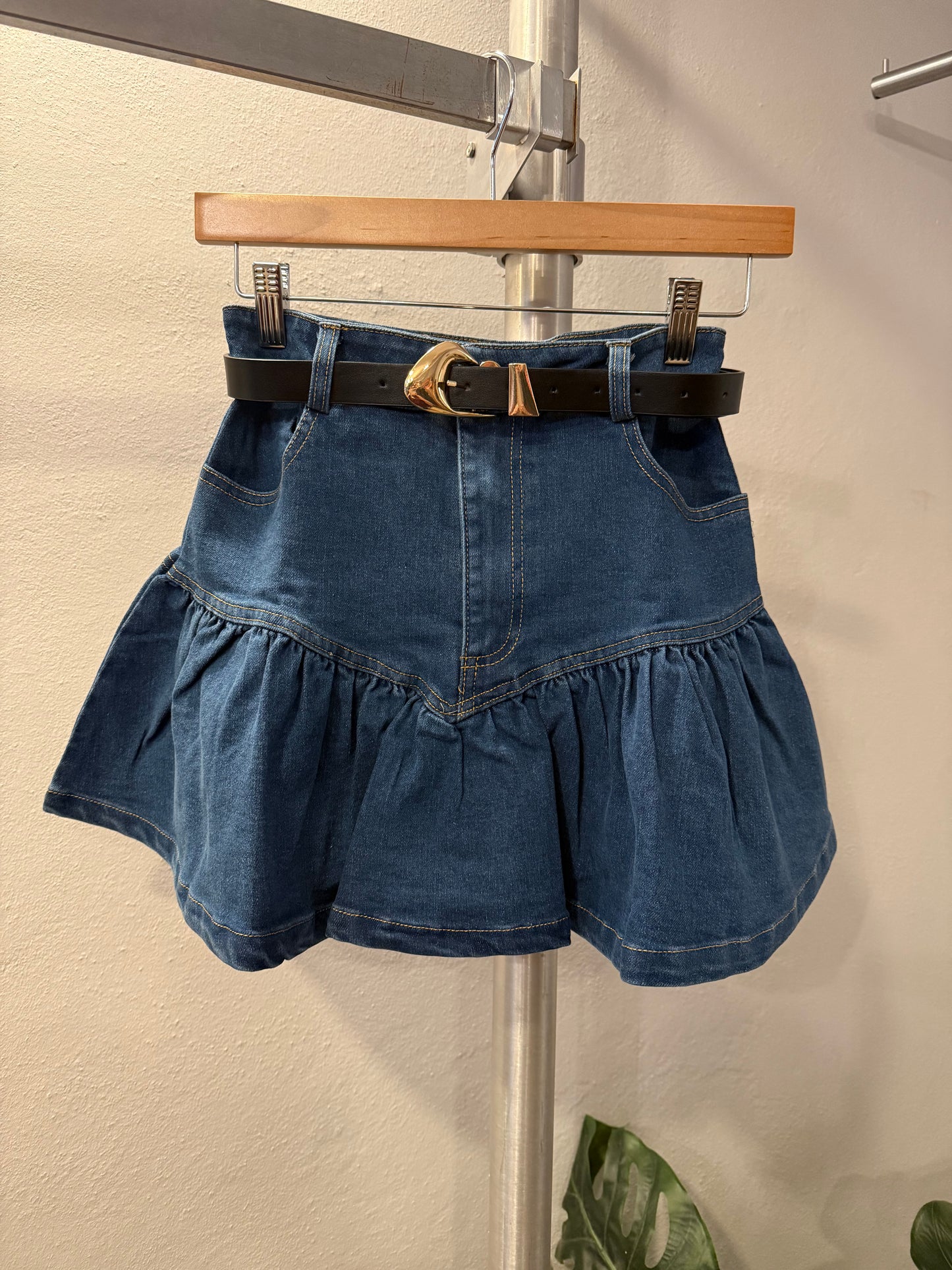 Denim Belted Skirt