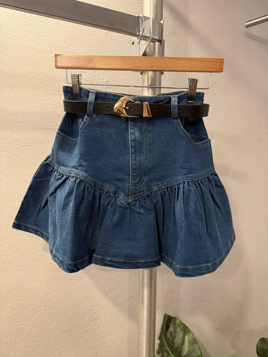 Denim Belted Skirt