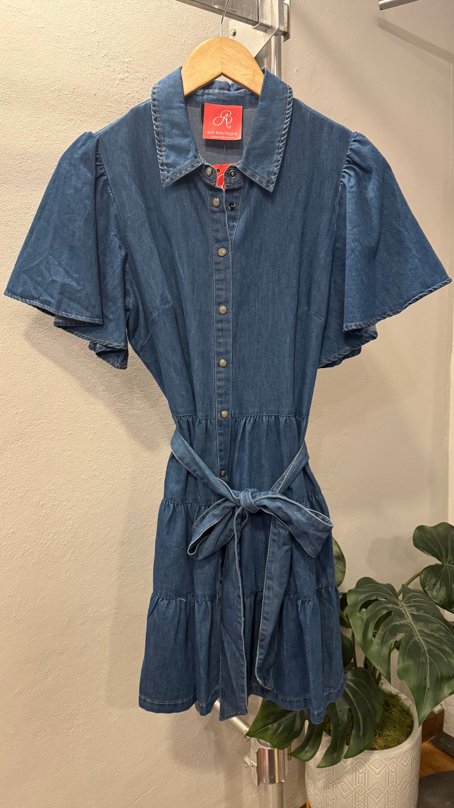 Button Down Tencel Denim Short Dress