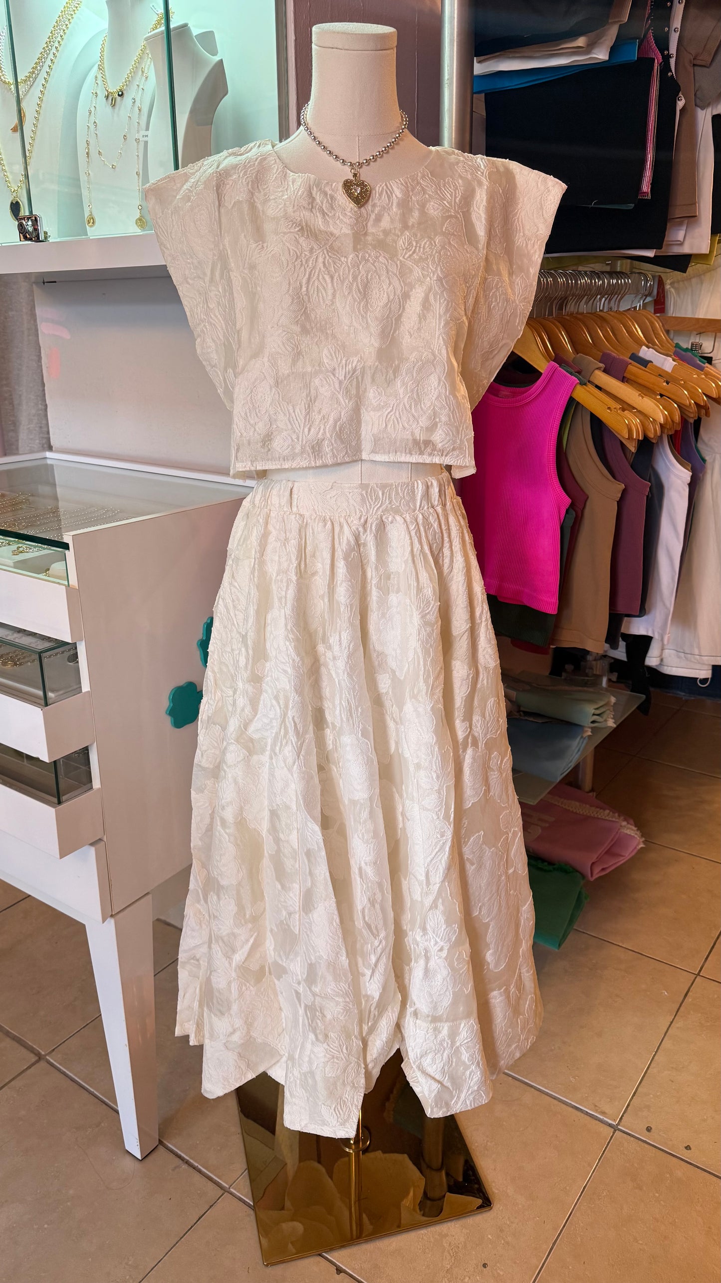 1462 Flower Brocade Skirt Set