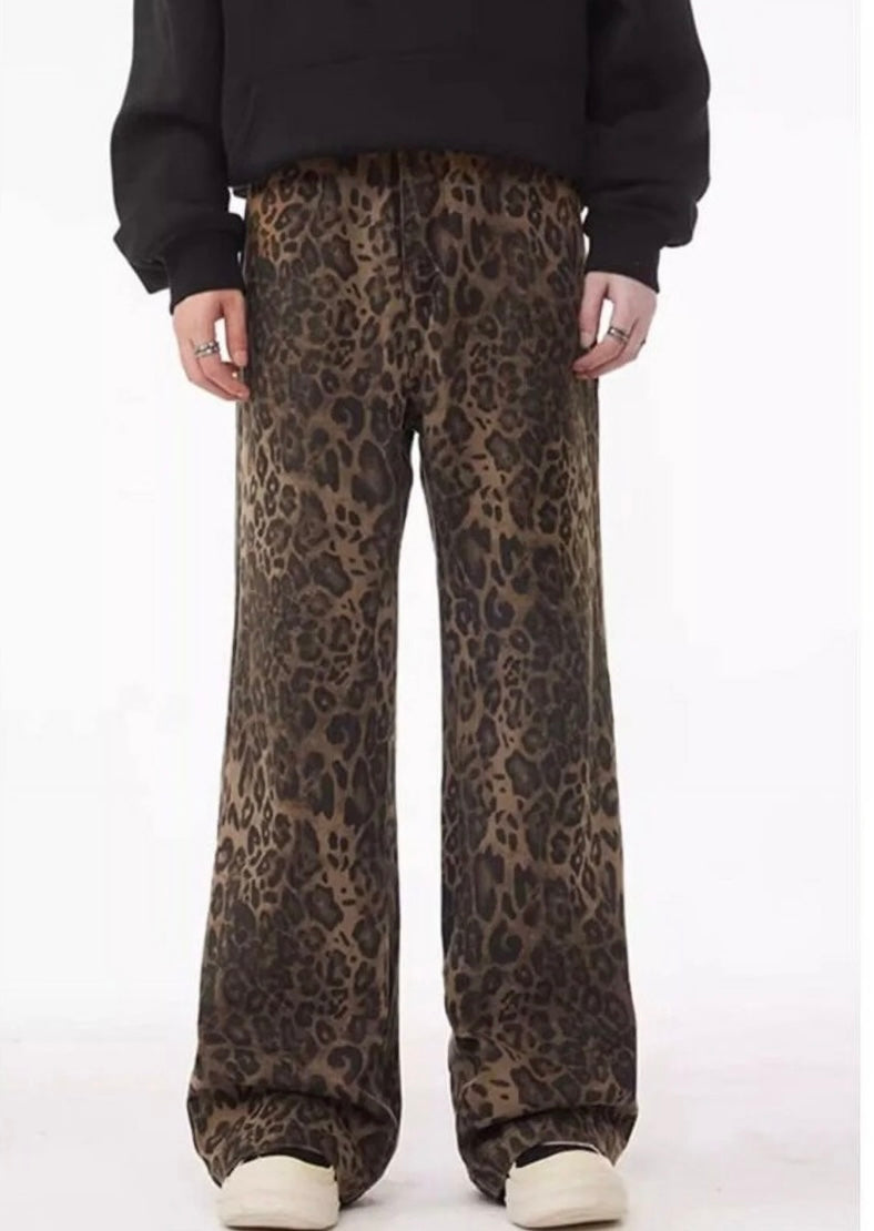 1213 Leopard Print Wide Leg Pant