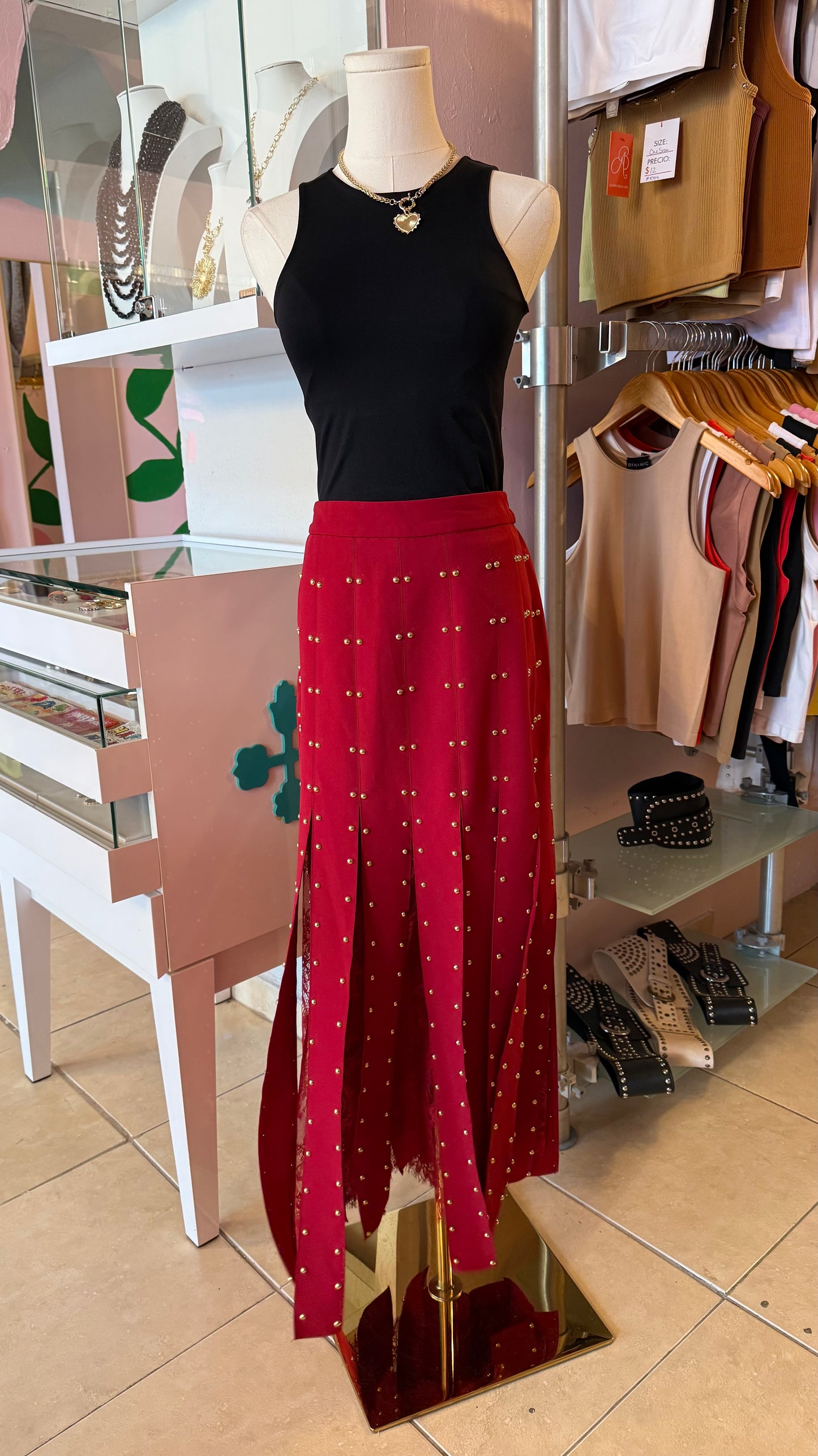 1909 Studded Fringes Skirt