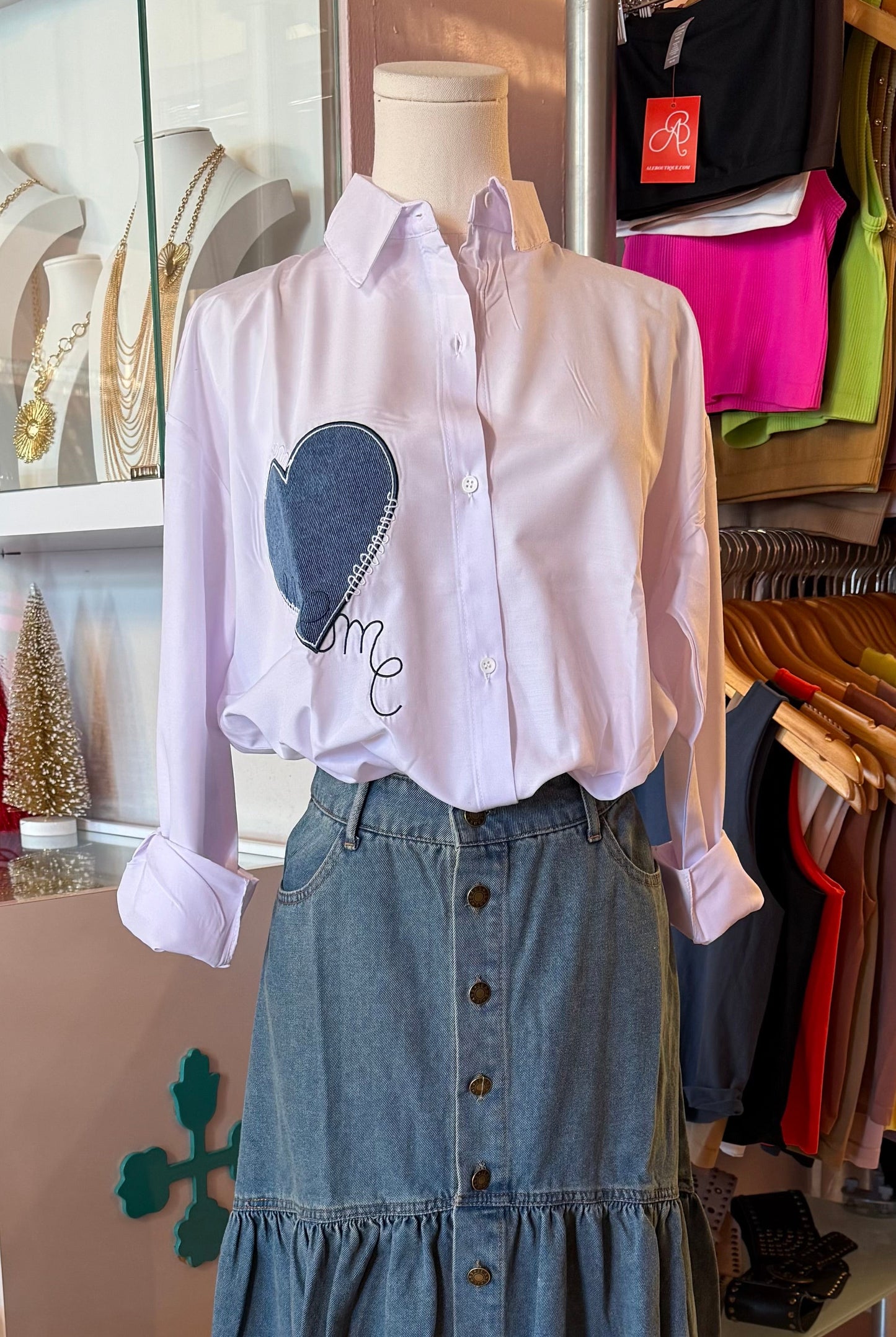 1823 Denim Heart Button Down Shirt
