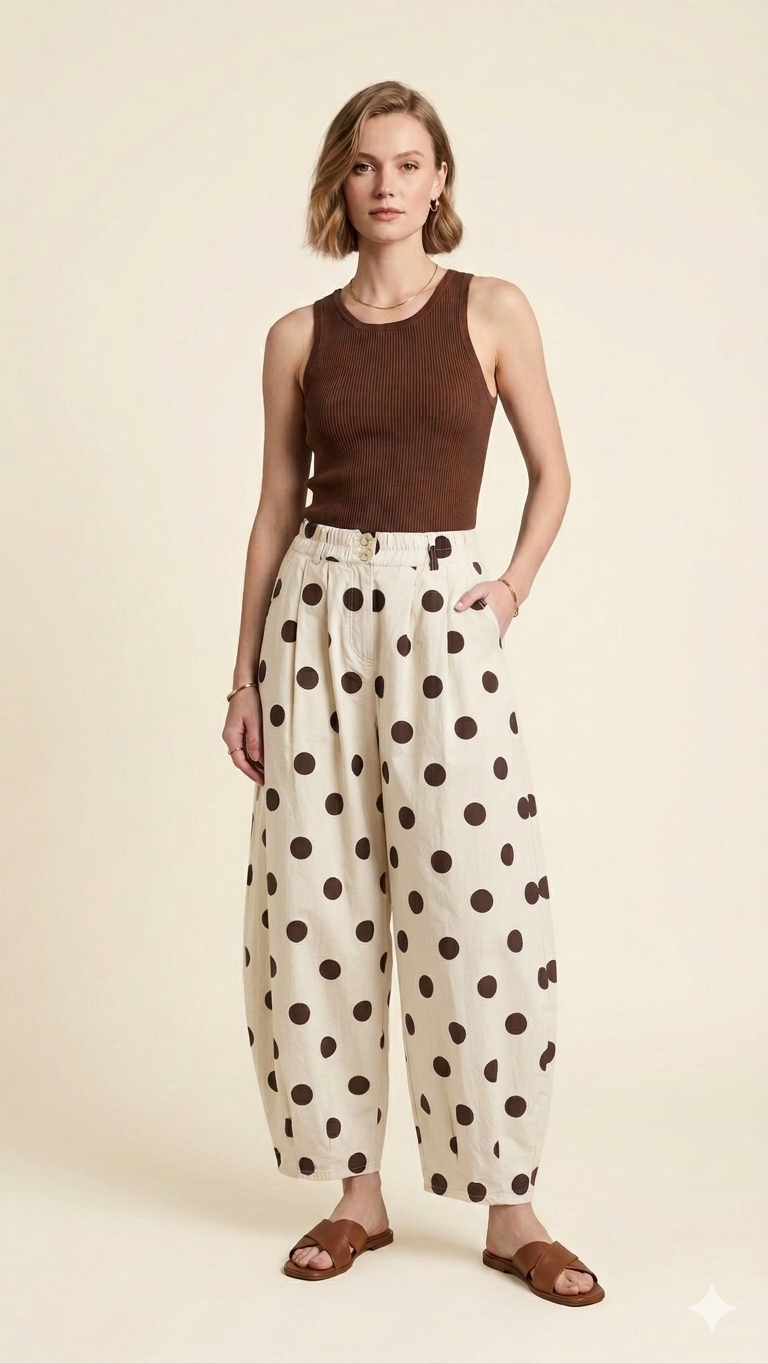 2393 Italian Polka Dots Barrel Pants
