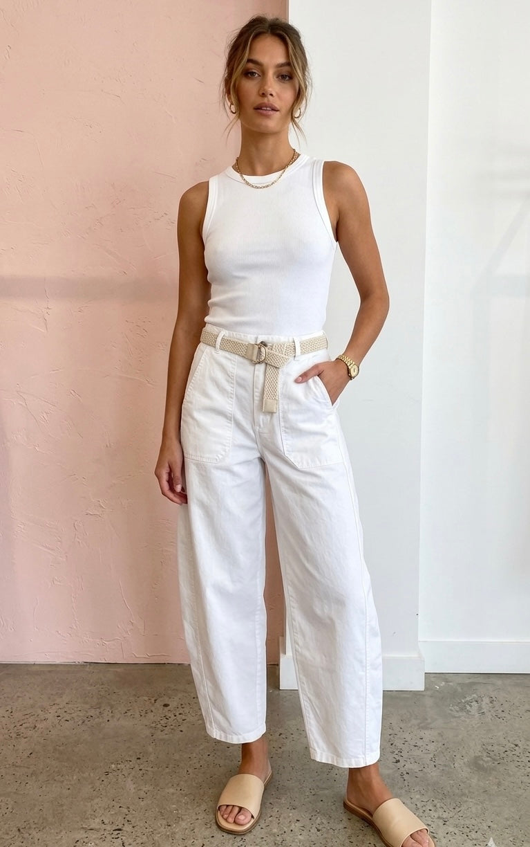 2284 Italian Belted Barrel Pant