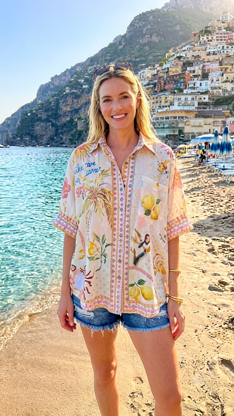 2463 Palm Onesize Italian Button Down Shirt