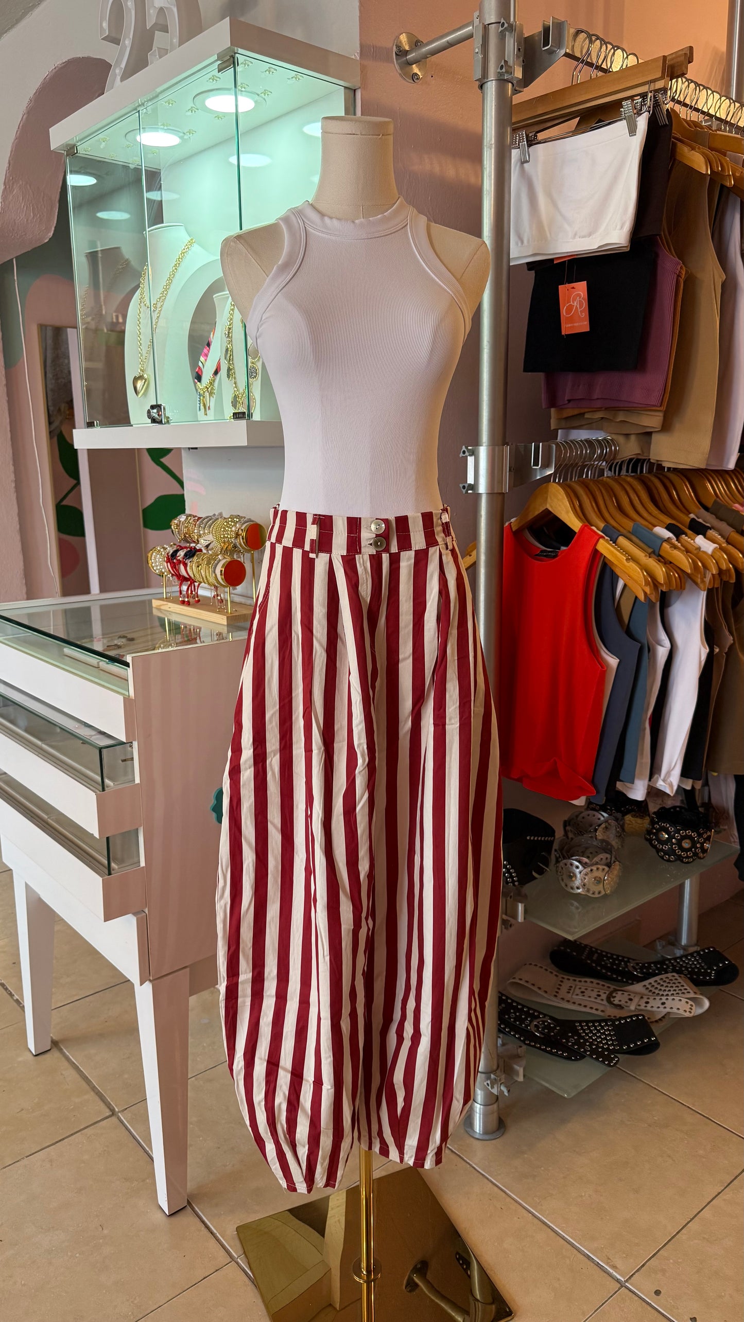 2392 Italian Striped Barrel Pant