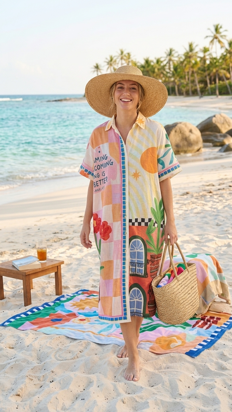 2493 Sun Onesize Italian Oversized Button Down Dress