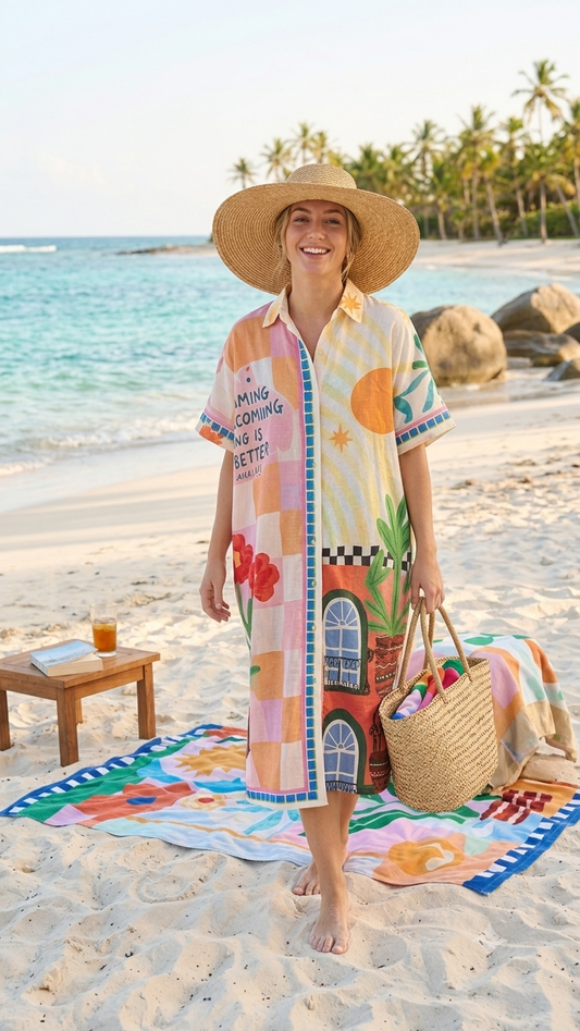 2493 Sun Onesize Italian Oversized Button Down Dress
