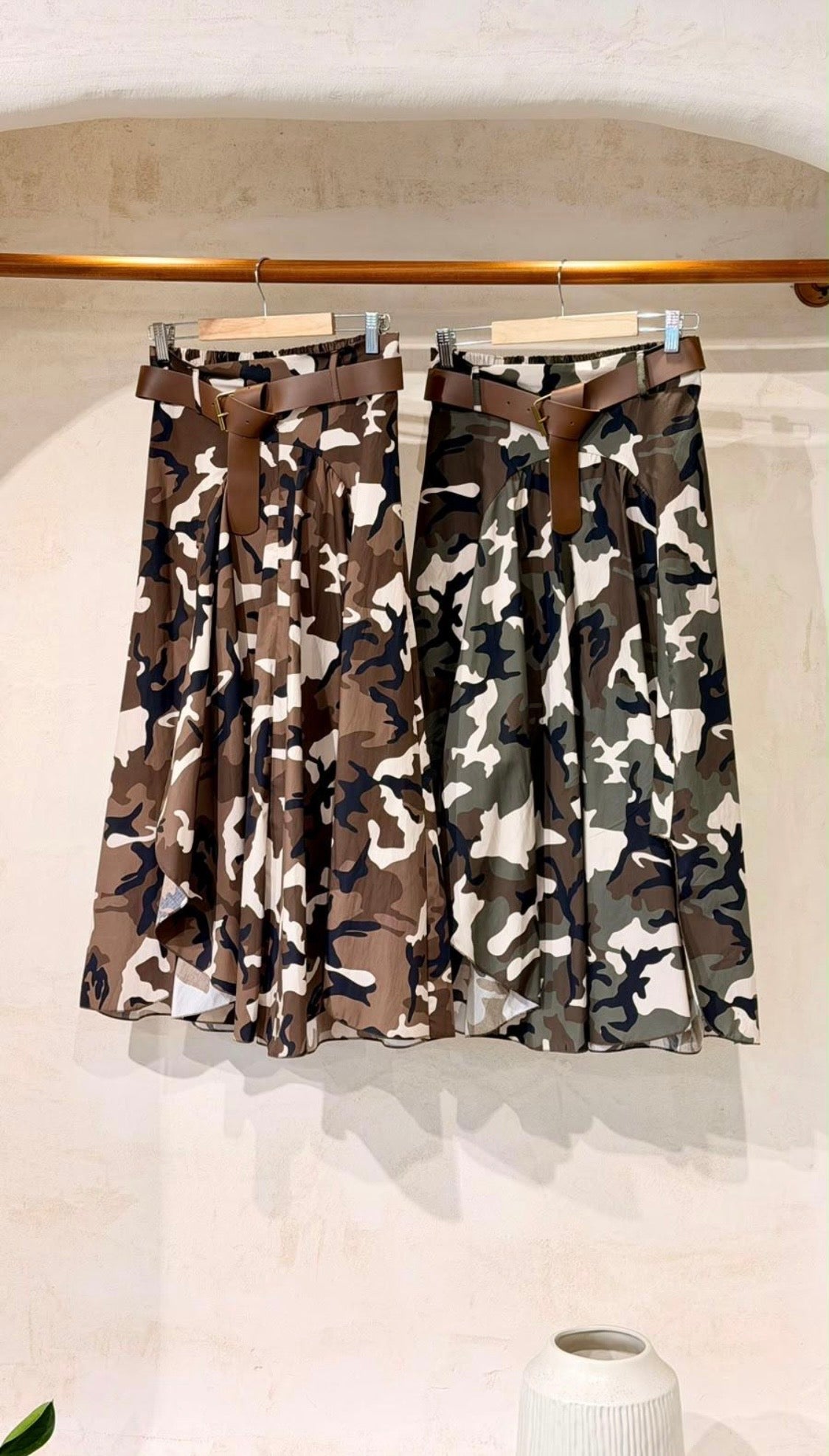2701 Made In Italy Onesize Camo Skirt With Belt