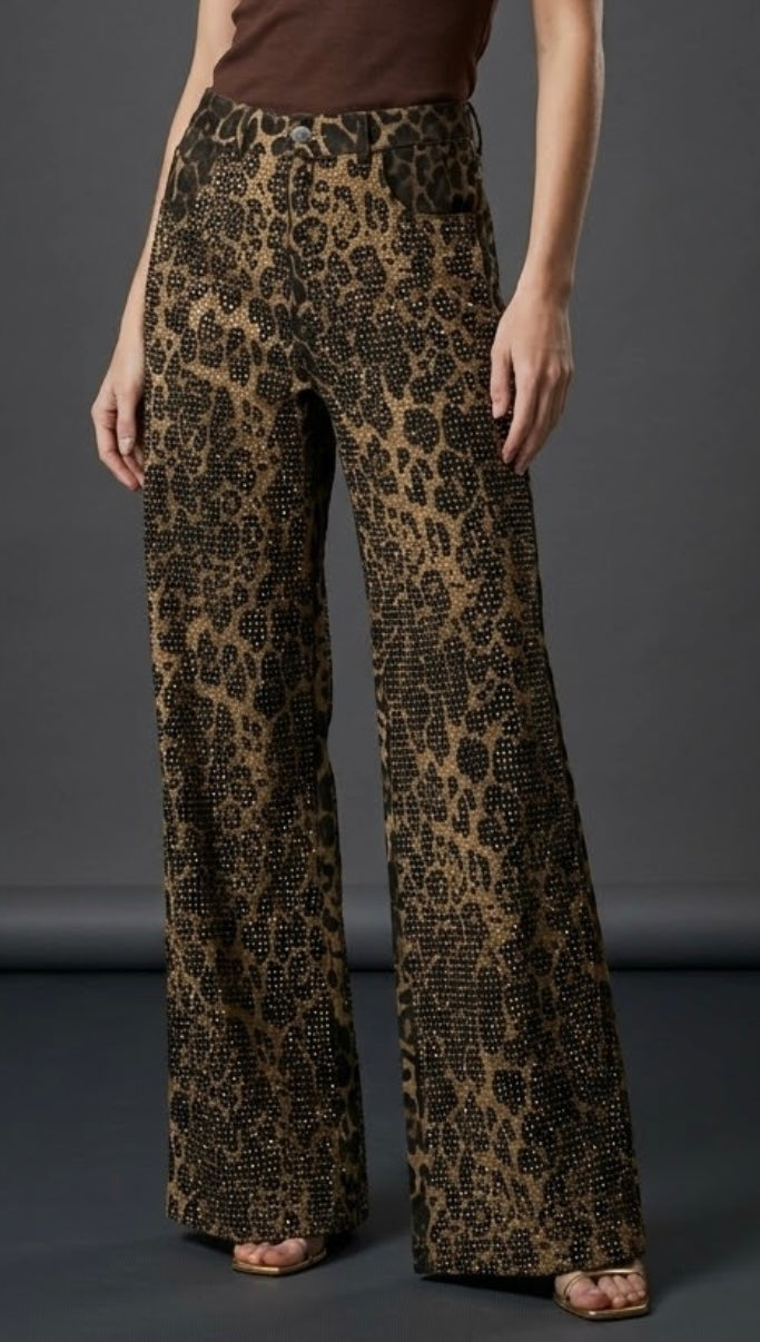 2013 Leopard Print Rhinestones Pant