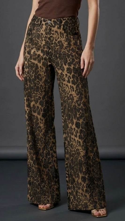 2013 Leopard Print Rhinestones Pant