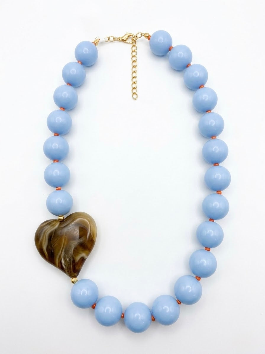 2713 BubbleGum Balls Necklace With Heart