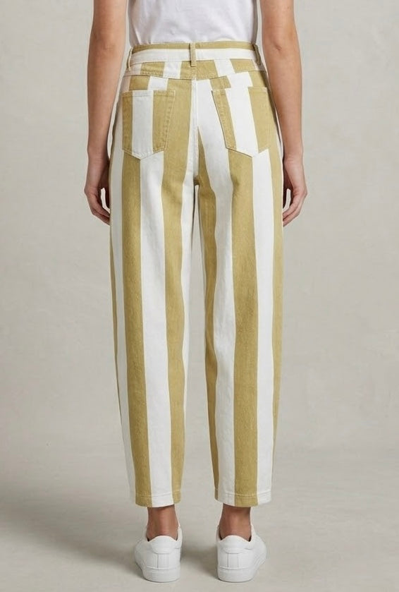 2738 Yellow Striped Barrel Pant