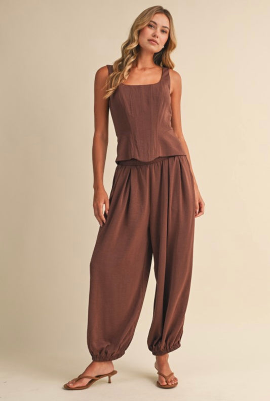 2659 Brown Corset & Bubble Pant