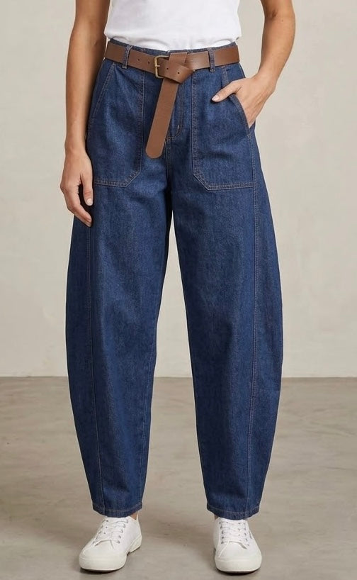 2708 Made In Italy Denim Barrel Belted