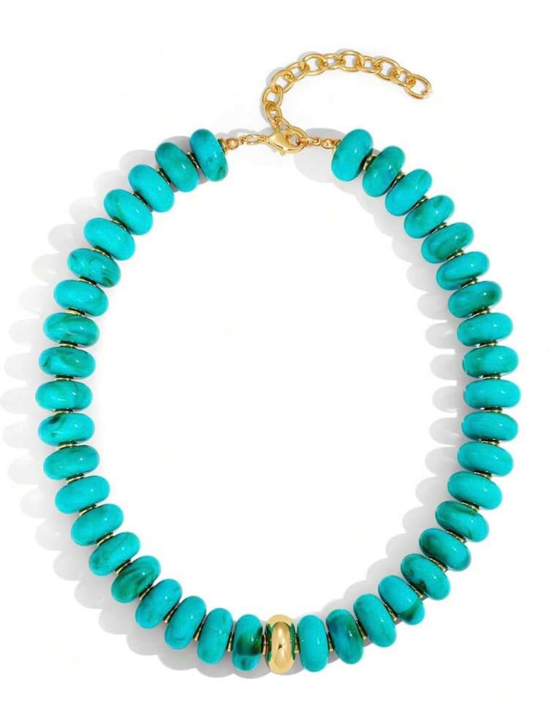 2694 Oversized Oval Gold Solitaire Necklace