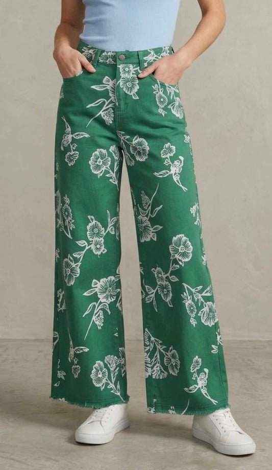 2448 Green Floral Prin Pant