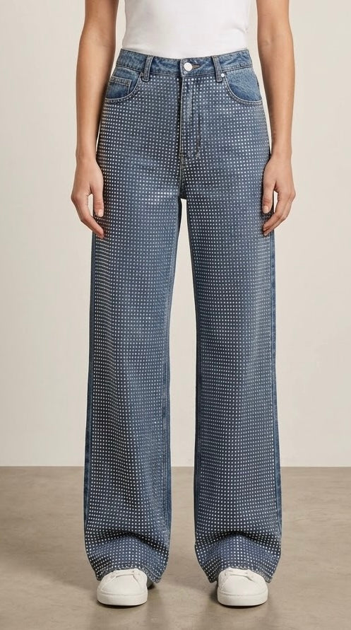2007 Rhinestones Wide Leg Pant