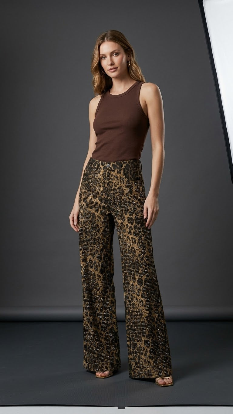2013 Leopard Print Rhinestones Pant