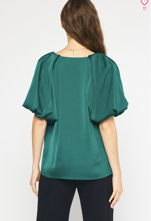 1007 Satin Bubble Sleeve Top