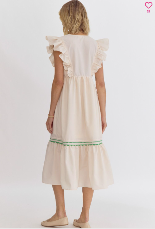 Embroidered Ruffle Midi Dress