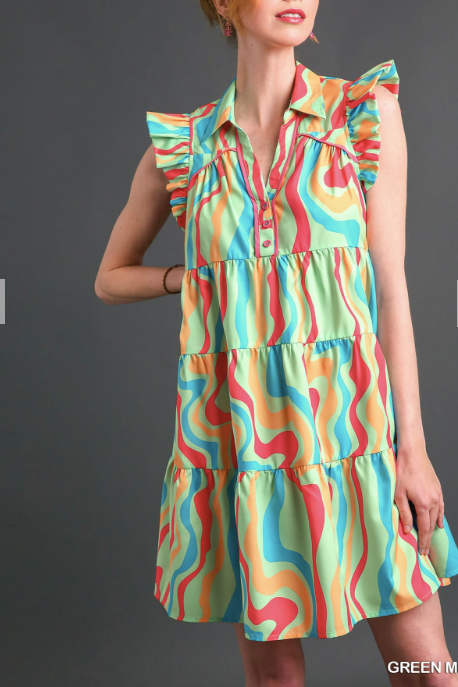 Wave Multi Color Mini Dress