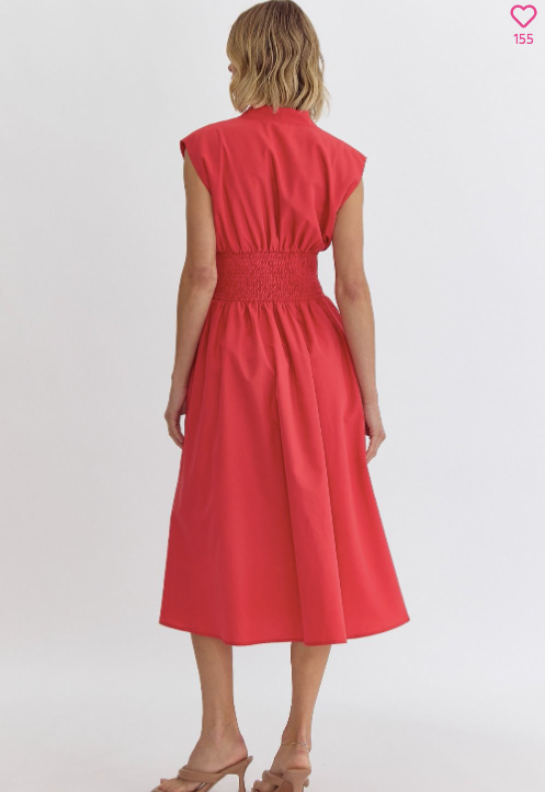 Red Zipper Midi Dress