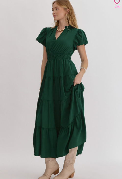 Bubble Sleeve Maxi Dress