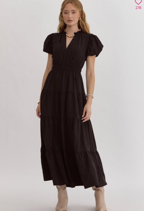 Bubble Sleeve Maxi Dress