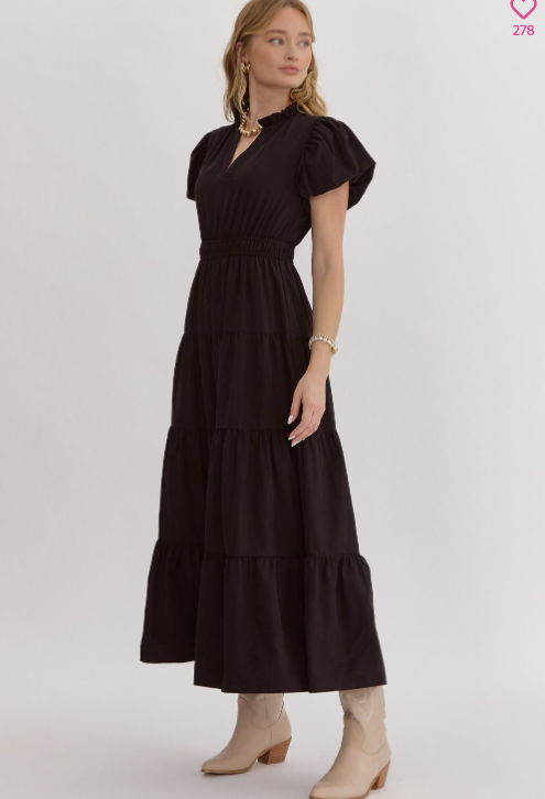 Bubble Sleeve Maxi Dress