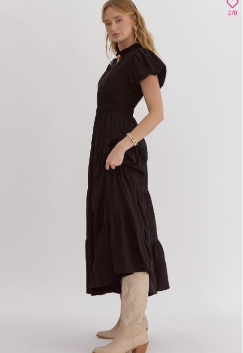 Bubble Sleeve Maxi Dress