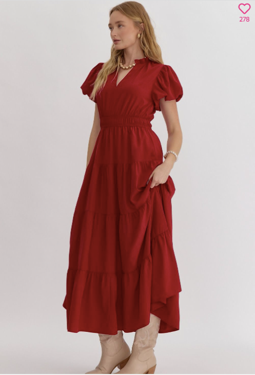 Bubble Sleeve Maxi Dress