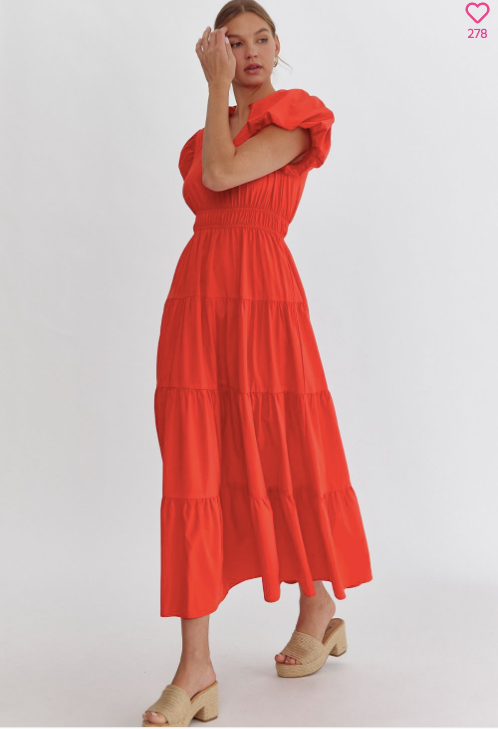 Bubble Sleeve Maxi Dress