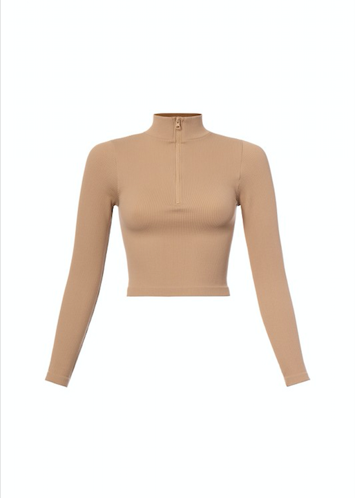 Basic Zipper Long Sleeve Top