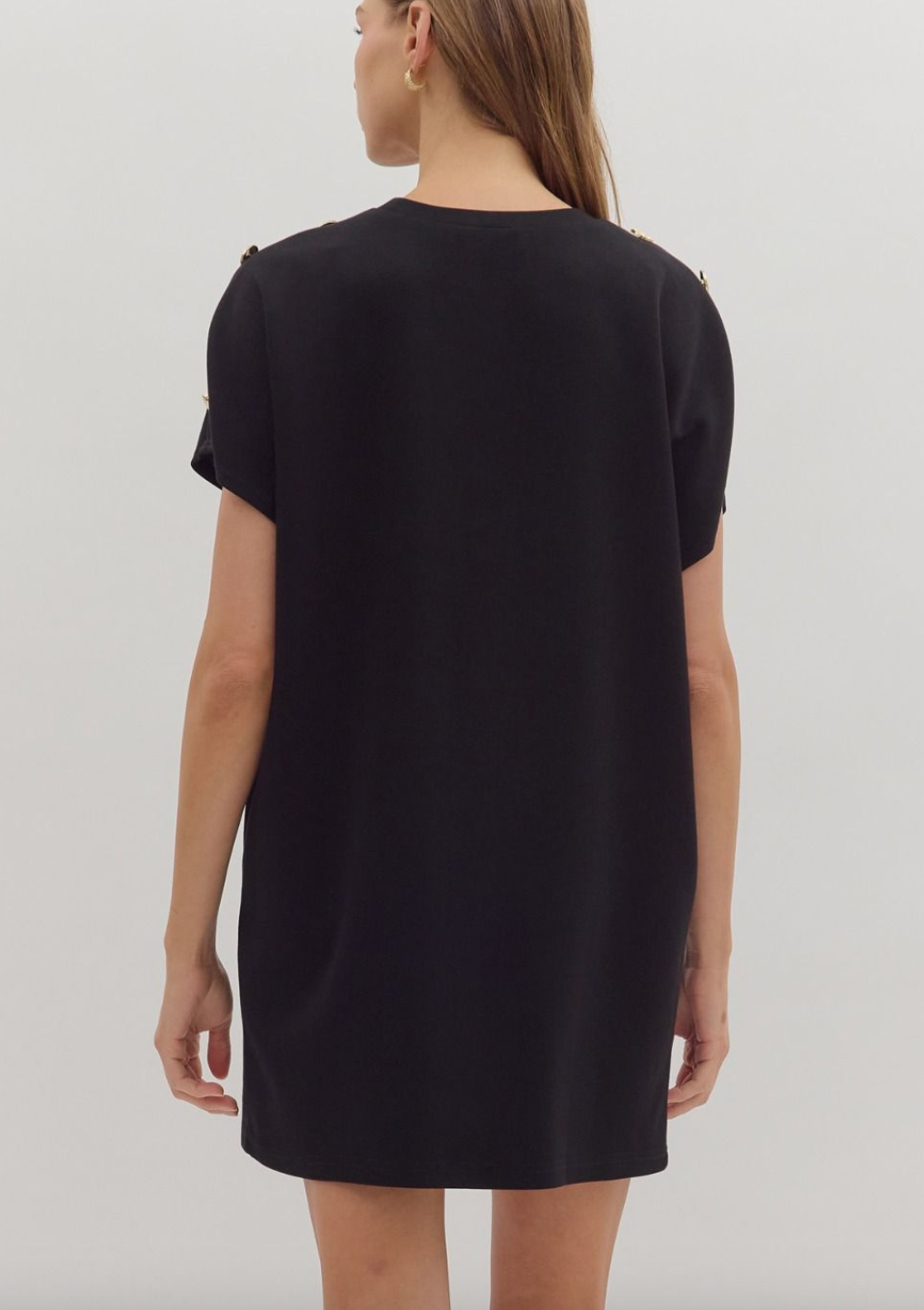 1676 Shoulder Gold Buttons Dress