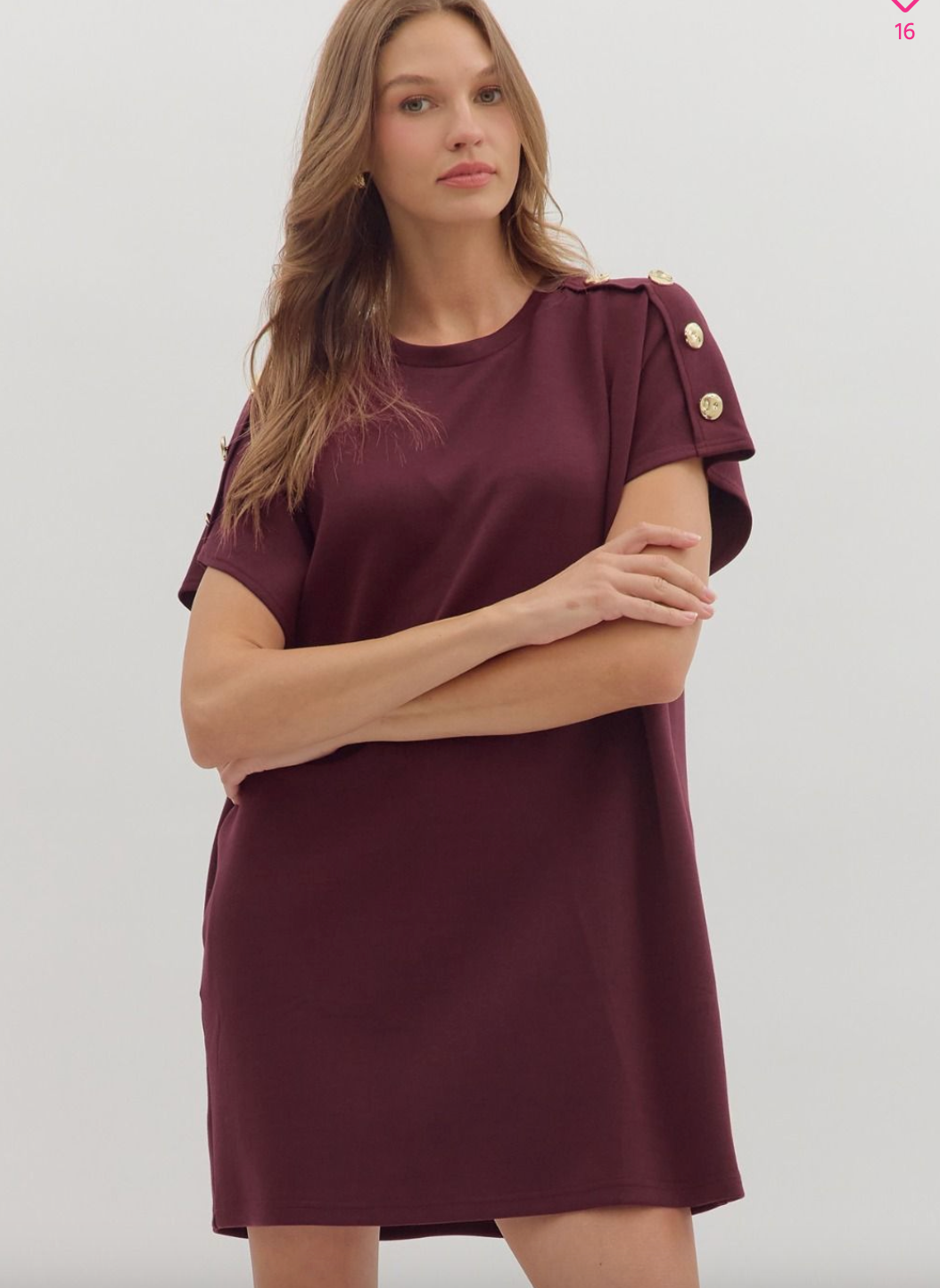 1676 Shoulder Gold Buttons Dress